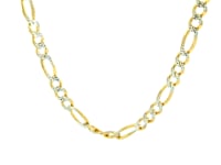 14K Yellow Gold Solid Pave Figaro Chain (3.80 mm)