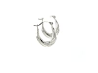 10k White Gold Oval Hoop Earrings