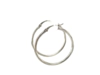 Sterling Silver Rhodium Plated Thin and Polished Hoop Motif Earrings (2x25mm)