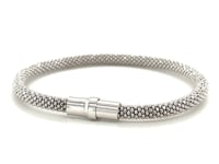 Sterling Silver Rhodium Plated Popcorn Motif Bangle