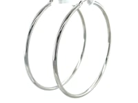 10k White Gold Polished Hoop Earrings (2x50mm)