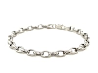 4.6mm 14k White Gold Oval Rolo Bracelet 