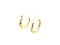 10k Yellow Gold Diamond Cut Hoop Earrings (3x20mm)