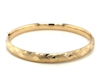 14k Yellow Gold Domed Bangle with a Weave Motif