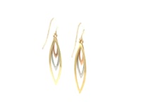 Tri-Tone Graduated Open Marquise Earrings in 10k Yellow,  White,  and Rose Gold