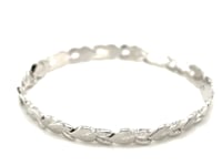 14k White Gold Heart Shape Textured Bracelet