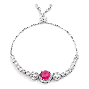 Adjustable Graduate Fuchsia & Clear CZ Bolo Style Tennis Bracelet