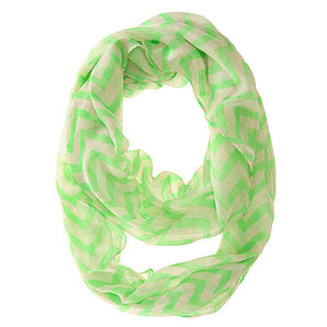 Zig Zag Neon Green Infinity Scarf