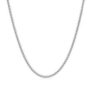 14k White Gold Round Wheat Chain 1.5mm