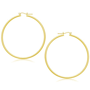 14k Yellow Gold Polished Hoop Earrings (55 mm)