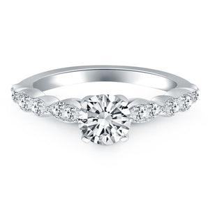 14k White Gold Fancy Shaped Diamond Engagement Ring Mounting