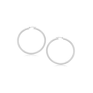 14k White Gold Polished Hoop Earrings (2- mm)