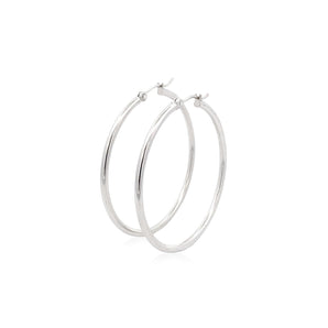 14k White Gold Polished Hoop Earrings (40 mm)