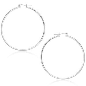 14k White Gold Polished Hoop Earrings (45 mm)