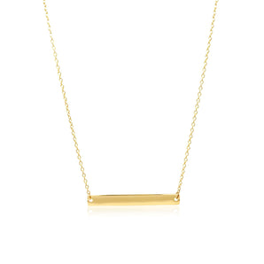 14k Yellow Gold Smooth Flat Horizontal Bar Style Necklace