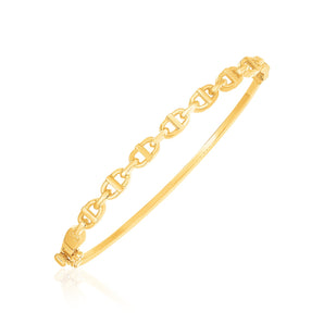 14k Yellow Gold High Polish Puffed Mariner Bangle