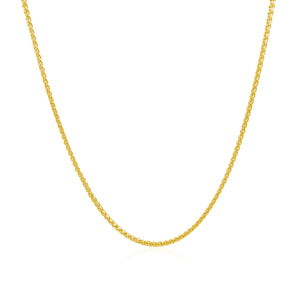 14k Yellow Gold Diamond Cut Round Wheat Chain 1.1mm