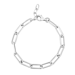 Sterling Silver Wide Paperclip Chain Bracelet