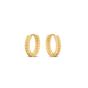 14k Yellow Gold Braided Huggie Hoops