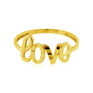 14k Yellow Gold Ring with Love