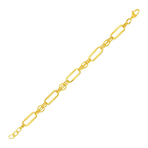 14k Yellow Gold Bracelet with Polished Rectangular Oval Links