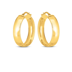 14k Yellow Gold Wedding Band Hoops (25mm)