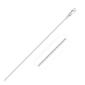 18k White Gold Round Cable Link Chain 0.97mm