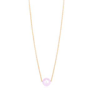 14k Rose Gold Pearl Solitaire Necklace