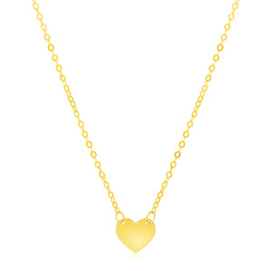 14k Yellow Gold Polished Mini Heart Necklace