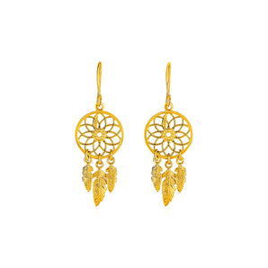 Dream Catcher Earrings in 14k Yellow Gold