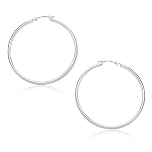 10k White Gold Polished Hoop Earrings (30mm)