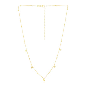 14k Yellow Gold High Polish Beaded Stations Necklace