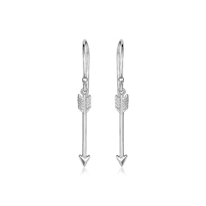 Sterling Silver Polished and Textured Arrow Earrings