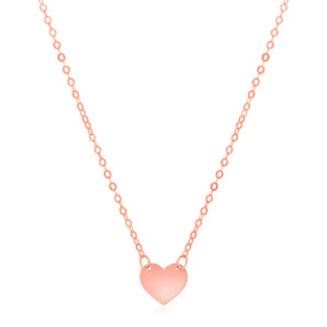 14k Rose Gold Polished Mini Heart Necklace