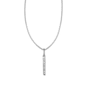 14k White Gold Bar Pendant with Diamonds