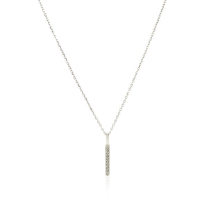 14k White Gold Bar Pendant with Diamonds