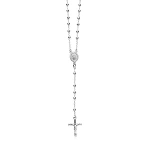 Polished Rosary Chain and Bead Necklace in Sterling Silver