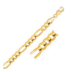 6.6mm 10k Yellow Gold Solid Figaro Bracelet