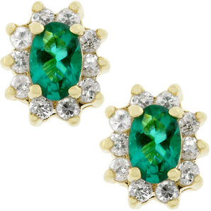 Emerald Flower Stud Earrings