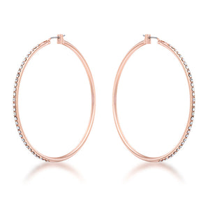 Large Rosegold Hoop Earrings with Crystals