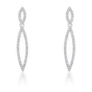 Sara 1.2ct CZ Rhodium Delicate Double Teardrop Drop Earrings