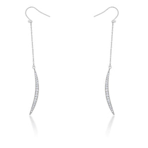 Luna 0.5ct CZ Rhodium Delicate Moon Drop Earrings