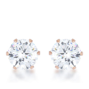 Reign 3.4ct CZ Rose Gold Stainless Steel Stud Earrings