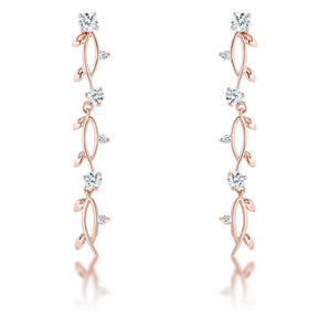 1.1Ct Vine Design Rose Gold Plated Earrings