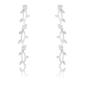 1.1Ct Vine Design Rhodium Earrings