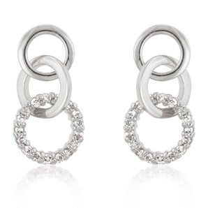 Rhodium Plated Finish Triplet Hooplet Earrings