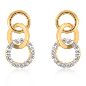 Goldtone Finish Triplet Hooplet Earrings