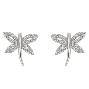 Cubic Zirconia Dragonfly Earrings