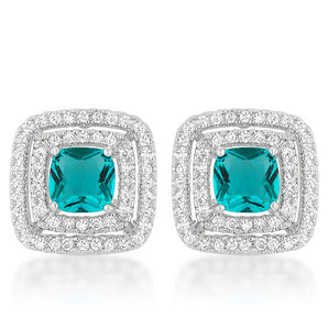 Aqua Halo Stud Earrings