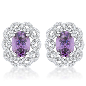 Amethyst Oval Stud Earrings